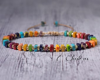 Minimalist 7 Chakras Bracelet -Natural Stone Dainty Bracelet- Healing Crystal Bracelet -Delicate Spiritual Protection Gift