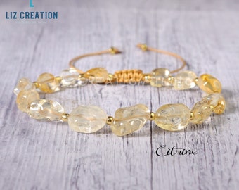 Citrine Bracelet -Natural Stone Dainty Bracelet- Healing Crystal Yoga Bracelet -Delicate Spiritual Protection Gift