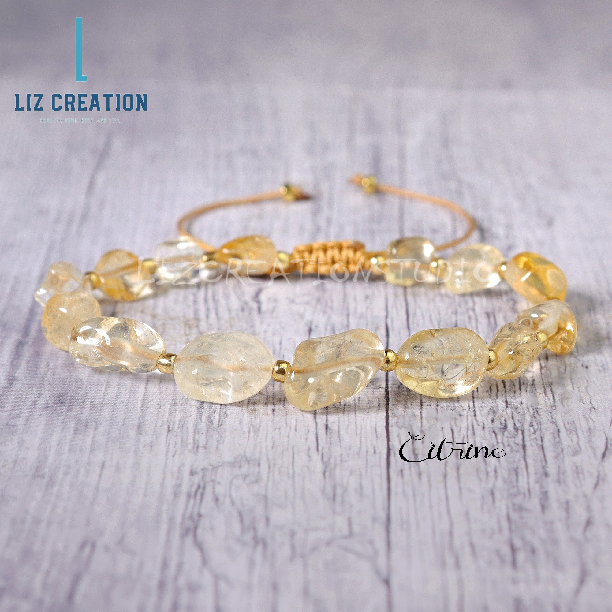 Citrin Armband - Zierliches Armband aus Naturstein - Zartes Citrin Kristall Armband, Solarplexus Chakra, November Geburtsstein Geschenk für Frauen