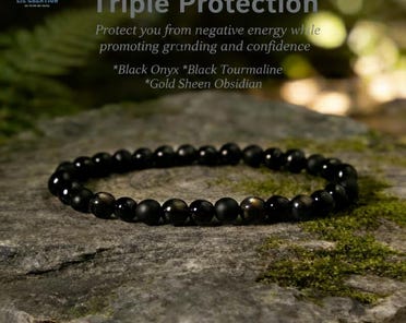 Triple Protection Empath Bracelet, Black Onyx Crystal Bracelet