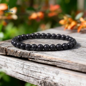 Natural Shungite Stone Bracelet, Healing Crystal Bracelet, Spiritual Protection, Grounding, Root Chakra
