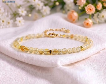 Minimalist Citrine Bracelet, Dainty Crystal Bridesmaid Jewelry Gifts, November Birthstone ,Solar Plexus Chakra
