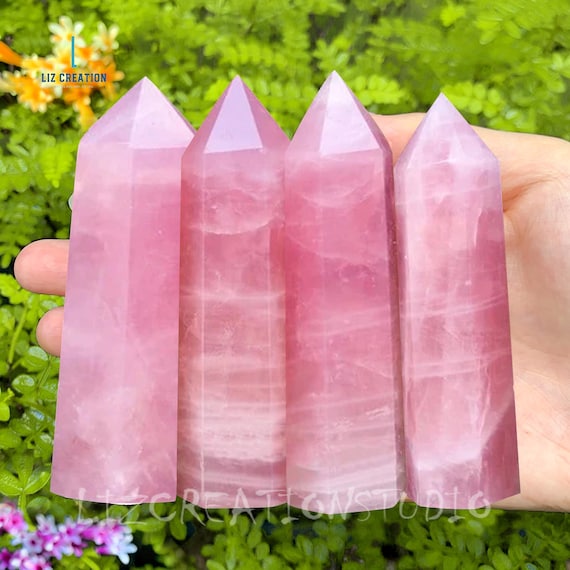 Rose Quartz Crystal Tower Point, Natural Pink Obelisk, Heart Chakra Decor, Love & Compassion Gift