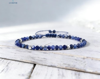 Minimalist Sodalite Crystal Bracelet -Natural Gemstone Dainty Bracelet- Third Eye Chakra ,Inner Peace Gift