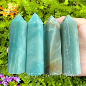 Caribbean Calcite Tower, Caribbean Calcite Point, Natural Stone Obelisk Wand, Mineral Specimens Crystal  Energy Chakra Gift
