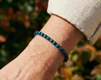 Delicate Blue Tiger's Eye Crystal Healing Bracelet, Natural Dainty Gemstone Bracelet, Stone of Intuition