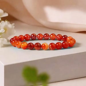 Carnelian Bracelet -Natural Carnelian Gemstone Bracelet- Carnelian Crystal Bracelet - Sacral Chakra Gift for Women