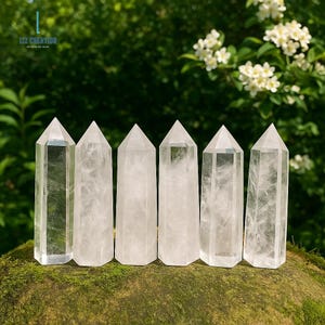 Clear Quartz Obelisks ,White Quartz Tower Point -Healing Crystal Wand- Mineral Specimens, Crown Chakra image 3