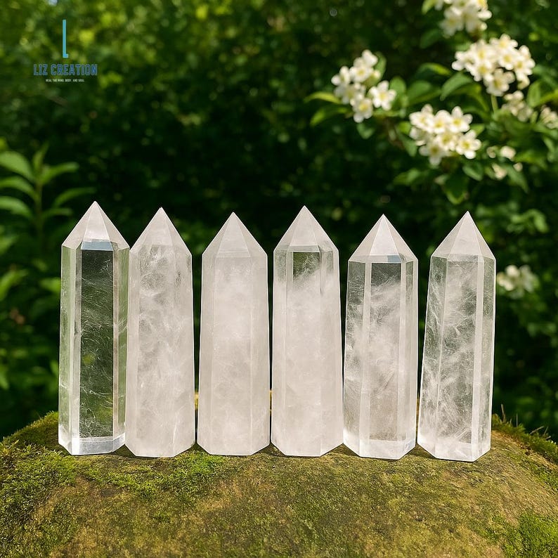 Clear Quartz Obelisks ,White Quartz Tower Point -Healing Crystal Wand- Mineral Specimens, Crown Chakra image 3