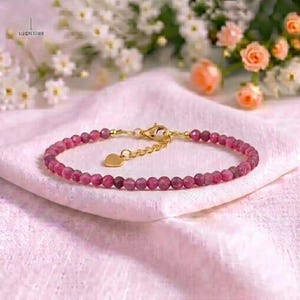 Bracelet minimaliste de guérison en cristal de rubis - Bracelet délicat en pierre précieuse naturelle, pierre de vitalité, de passion et de protection