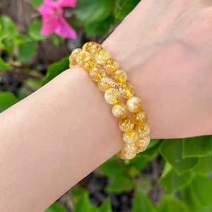 Citrine Bracelet Natural Stone Stretch Bracelet Healing Crystal Yoga Bracelet Spiritual Protection November Birthstone Gift image 3