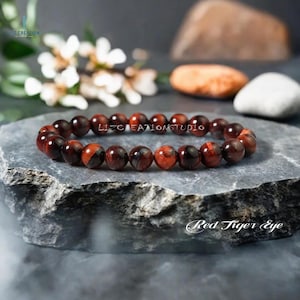 Red Tiger Eye Bracelet- Natural Red Tiger Eye Gemstone Bracelet- Red Tiger Eye Crystal Bracelet for Women -Root Chakra Gift