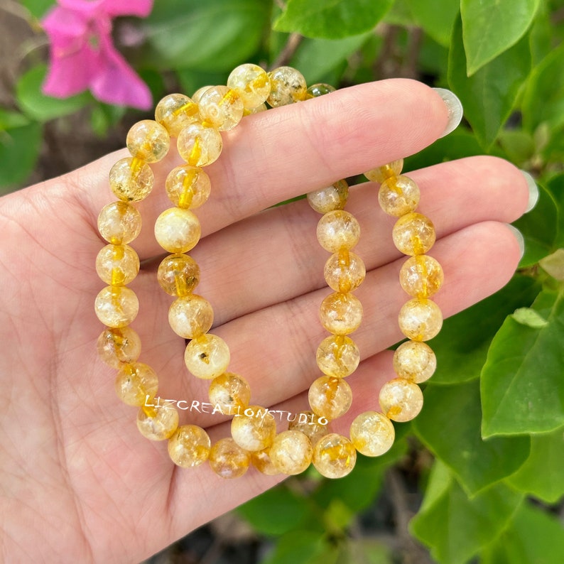 Citrine Bracelet Natural Stone Stretch Bracelet Healing Crystal Yoga Bracelet Spiritual Protection November Birthstone Gift image 2