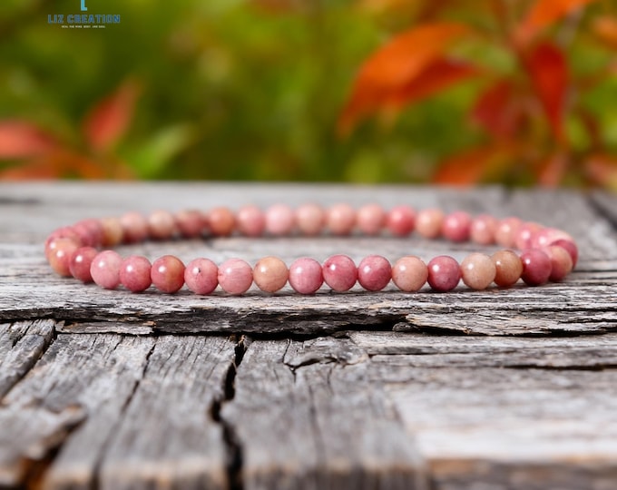 Rhodochrosite Dainty Bracelet -Natural Pink Gemstone Bracelet, Minimalist Crystal Jewelry for Her