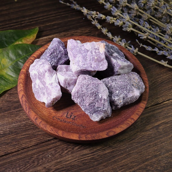 Raw Lepidolite Stone-Natural Rough Lepidolite Crystals, Eco-friendly Packaging, Spiritual Protection November Birthstone Gift
