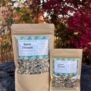 Mezcla de té de hierbas de raíz de malvavisco y gordolobo para el dolor de garganta, para el apoyo respiratorio y el alivio.