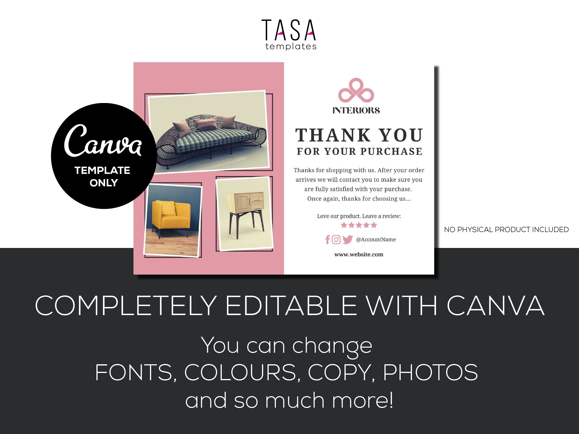 Thank You Card Template Interior Design - Canva Thankyou Order Card ...