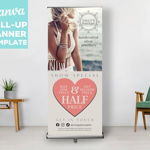 CANVA Editable Template, Pull Up Retractable Banner, Show Event Sign, Business Banner, Handmade jewellery, Business Sign, Trade Show