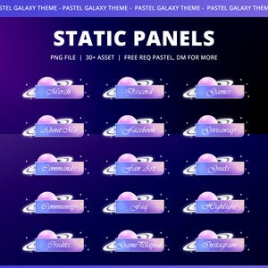 Purple Galaxy Stream Panels, Pastel Planet Cloud Theme, Soft Purple Palette, Star Accents, Dreamy Outer Space, Twitch Kick YouTube Vtuber