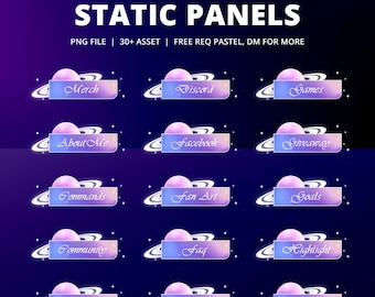 Purple Galaxy Stream Panels, Pastel Planet Cloud Theme, Soft Purple Palette, Star Accents, Dreamy Outer Space, Twitch Kick YouTube Vtuber