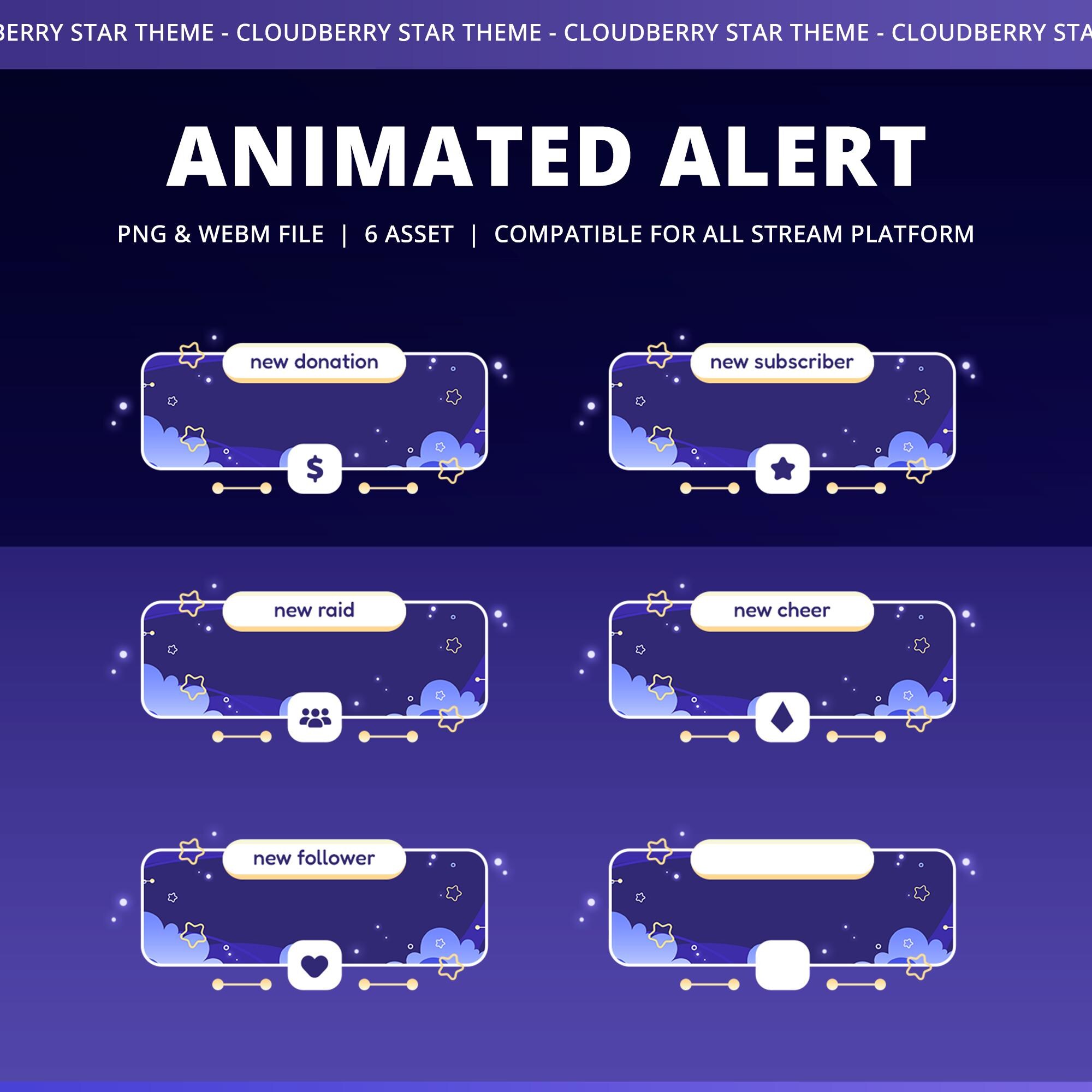 Cloudberry Star Animated Stream Alerts for Twitch Kick Youtube – Cute ...