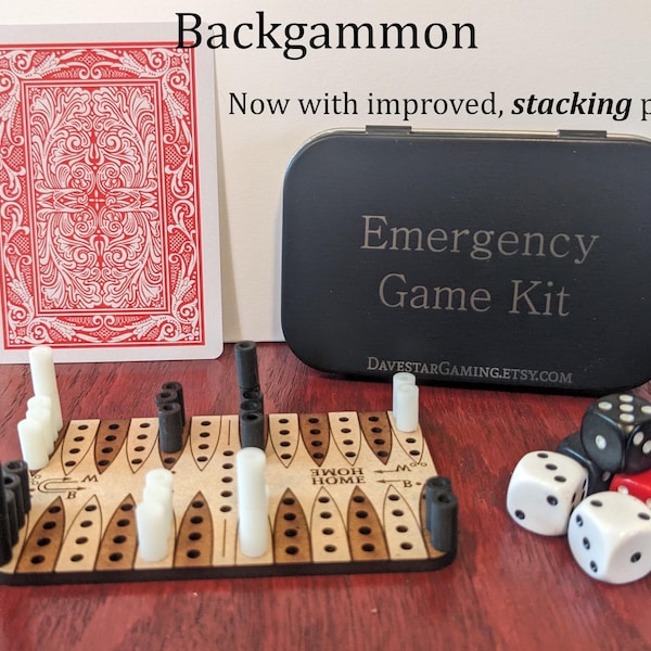 Ultralight Travel Backgammon & Dice Emergency Game Kit *New and Improved*