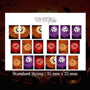Full Wrap Halloween Nails | Spooky Bat & Pumpkin Nail Decals | Gothic Waterslide Set