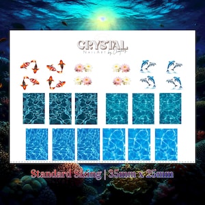 Ocean Water Print Nail Decals | Blue Pool Waves Full Wraps | Waterslide Nail Art for Summer Nails