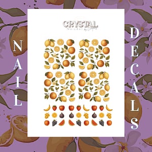 Vintage Fruit Nail Decals | Lemons, Oranges, Figs, Watermelon | Hand-Painted Style Waterslide Art