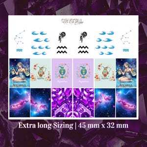 Aquarius Themed Waterslide Nail Decals, Water Symbolism | Zodiac waterslide nail decals