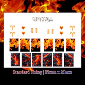 Aries Zodiac Fire Elements |  Waterslide nail decals