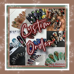 Custom Press-On Nails – Made to Order Based on Your Design | Acrylic Set with Sizing Kit + Free Shipping