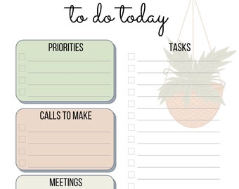 Lista diaria de tareas pendientes imprimible/Lista de tareas/ Planificador diario/Establecimiento de objetivos/Afirmación diaria/Flujo de trabajo/Botánico