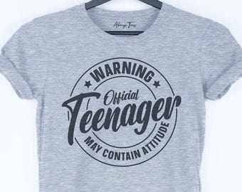 Warning Official Teen T-Shirt Teenager Boys Girls, Funny Birthday Gift for Teenage Boy Girl Gifts for Birthday Party Unisex Tee