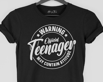 Warning Official Teen T-Shirt Teenager Boys Girls, Funny Birthday Gift for Teenage Boy Girl Gifts for Birthday Party Unisex Tee