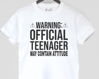 Birthday Shirt, Warning Official Teenager T-Shirt, Funny Gift for Teenage Boy Girl Gifts Birthday Party Unisex Tee