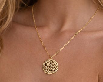 Goldene Geometrische Anhänger Halskette, Elegante Kreis Anhänger Halskette, Gold Kreis Halskette, Geschenk für sie