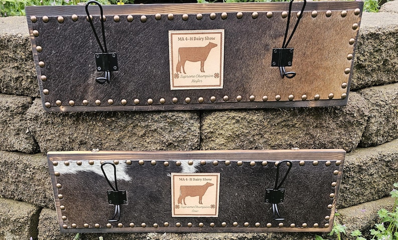 Custom Cowhide Coat Hook Wall Hanger: Lasered Logo, Award Hanger - Etsy