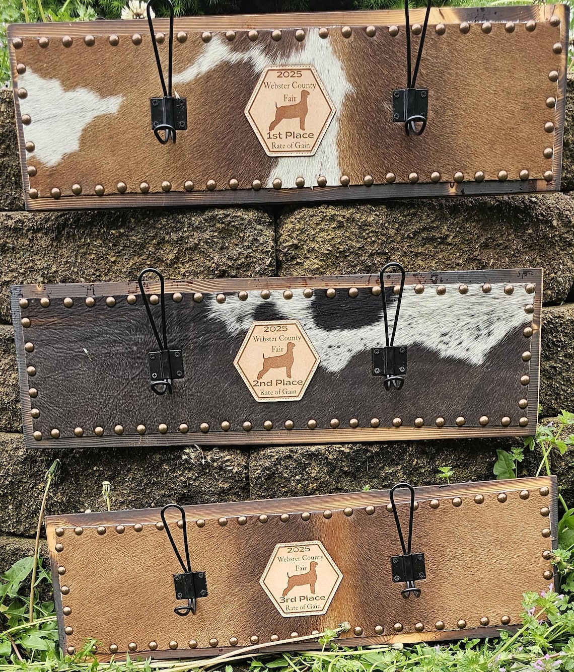Custom Cowhide Coat Hook Wall Hanger: Lasered Logo, Award Hanger - Etsy