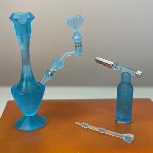 Bratz Barbie Monster High Doll 420 Blue Fancy Mini Bong Toy Vase Nonfuntional Beaker Bong  seen on Tik Tok Dolls Toys Dollhouse Accessories