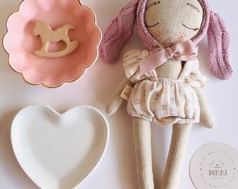 Gifts For Kids Girls, doll in muslin dress,Personalized Baby Gifts For Girl Personalized Doll Rabbit Newborn Girl Gift