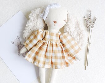 Handmade rabbit rag doll for baby | Textile doll