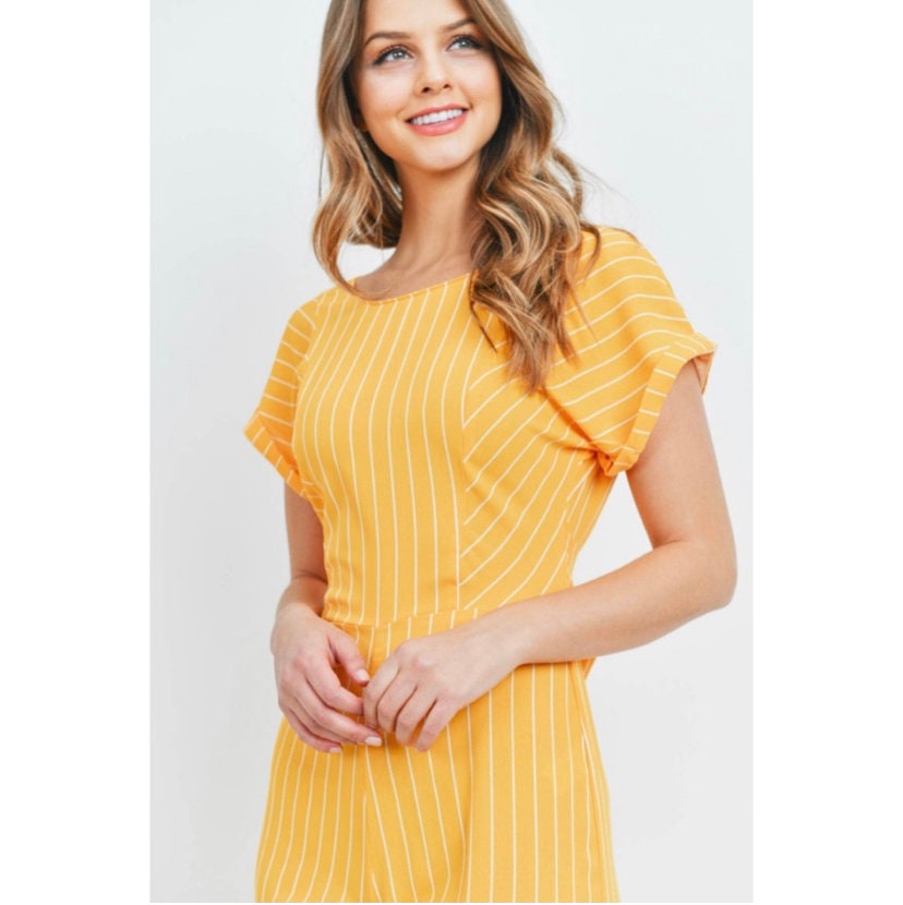 Yellow Jumpsuit, Yellow Jumpsuit for Women, Yellow Pinstriped Outfit ...