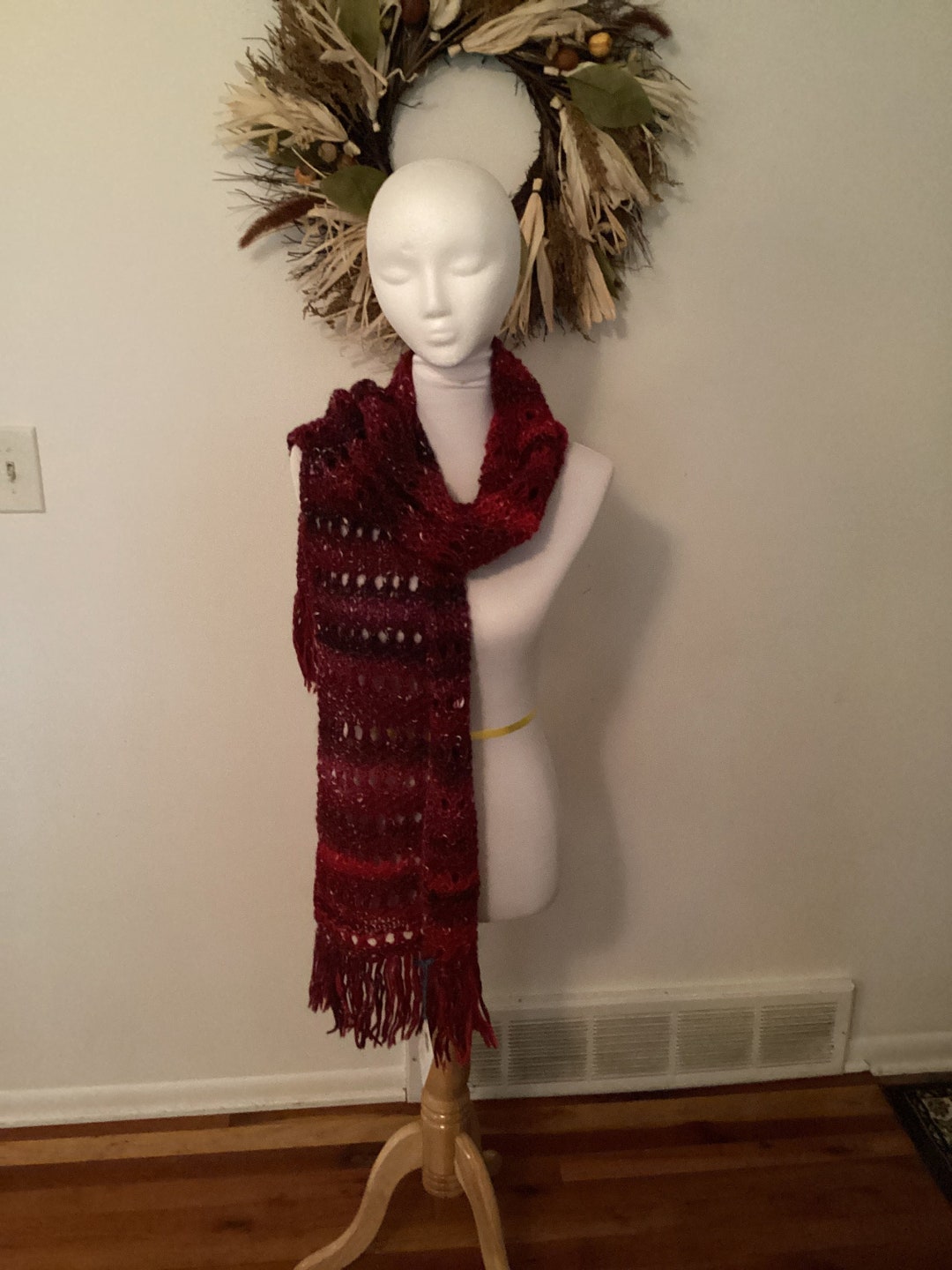 Jewel Tone Wool Scarf With Textured Weave Etsy