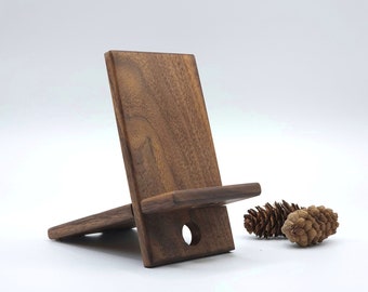 Handmade, Personalized Solid Wood Phone Stand, Black Walnut, Hard Maple, Cherry, Ambrosia Maple, Sapele, Free Personalization