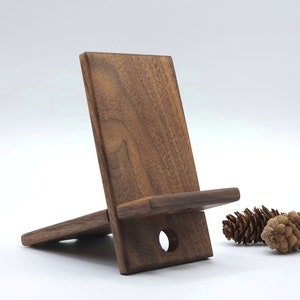 Personalized, Handmade Hard Wood Phone Stand, Black Walnut, Sapele, Cherry Wood, Hard Maple, Ambrosia Maple