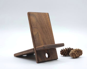 Personalized, Handmade Hard Wood Phone Stand, Black Walnut, Sapele, Cherry Wood, Hard Maple, Ambrosia Maple