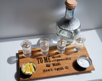 Solid White Oak Shot Flight, Tequila Shot Flight, Whiskey Shot Tray, Free Personalization