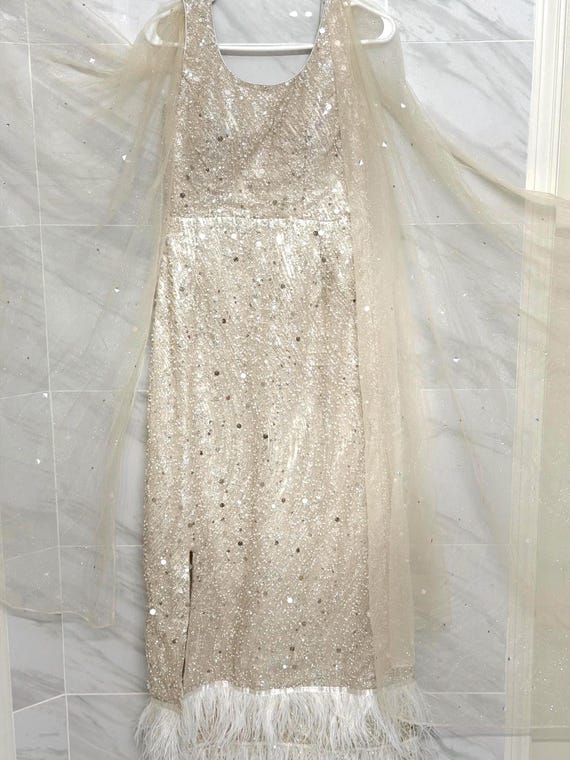 Indian Winged Reception Dress | South Asian Wedding | Champagne | Engagement  Dress | Handcrafted in Punjab | Never Worn