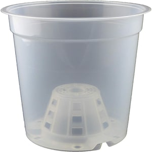 May include: A clear plastic plant pot with a drainage tray. The pot has a diameter of 10 cm and a height of 10 cm.